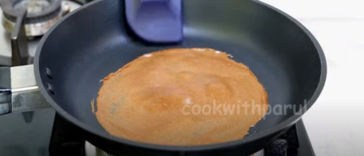 cooking chocolate wafer into a pan 