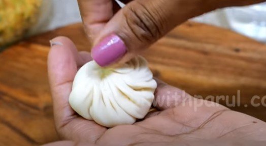 preparing momos with dough 