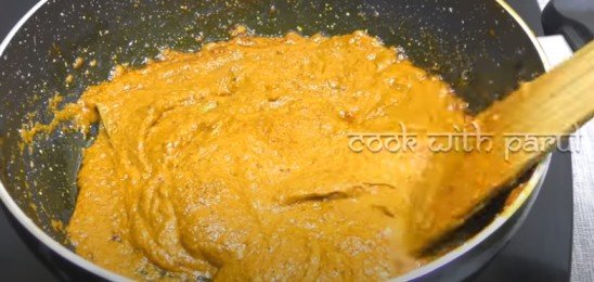 roasting masala in a pan for matar paneer recipe 