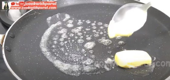 butter on a Tawa for Masala Pav Recipe