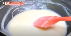 thick milk in a pan for condensed milk recipe 