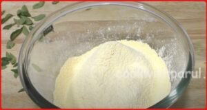 gram flour in bowl for dhokla recipe 