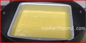 dhokla batter tin in the pan for dhokla recipe 